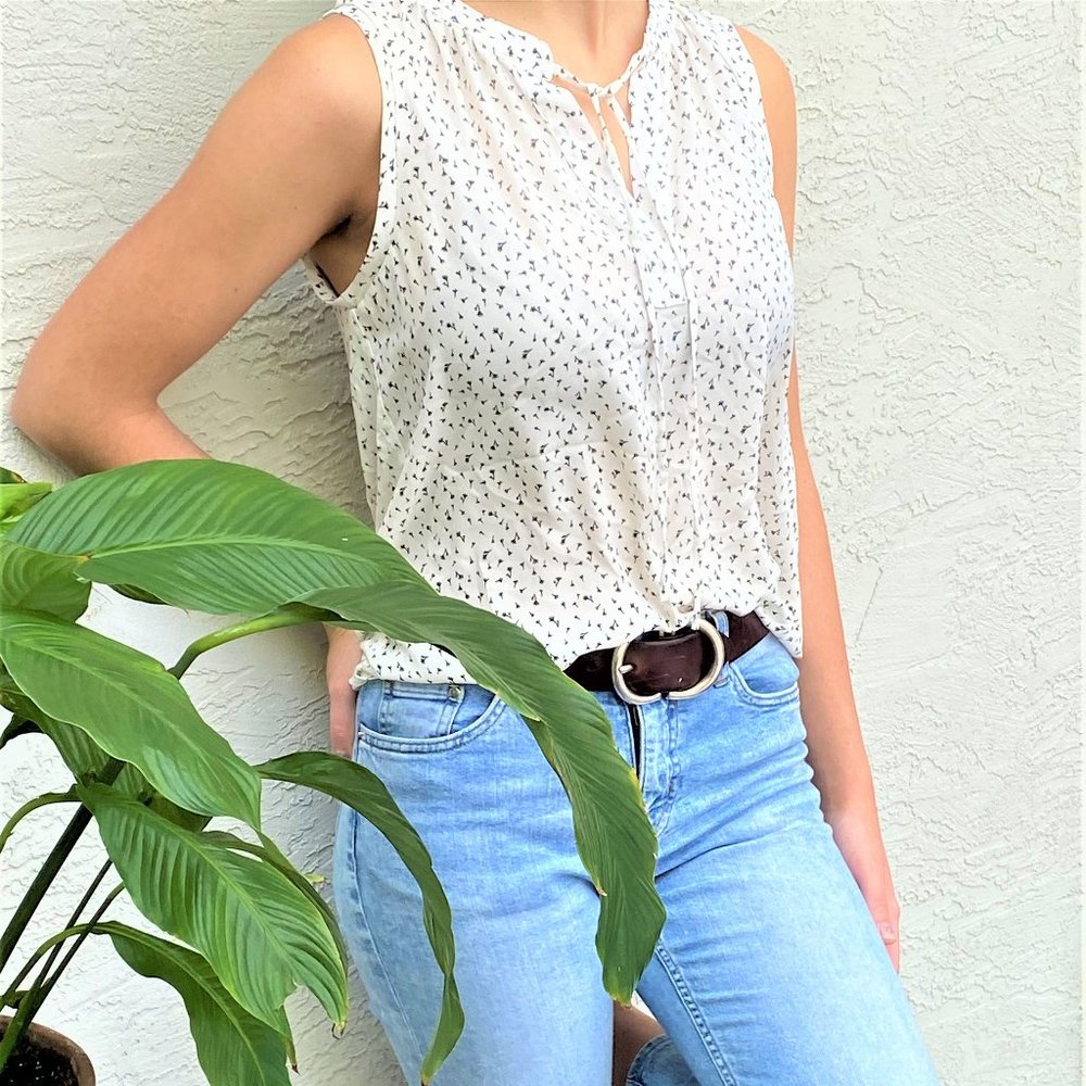 LOFT Floral Split-Neck Tank